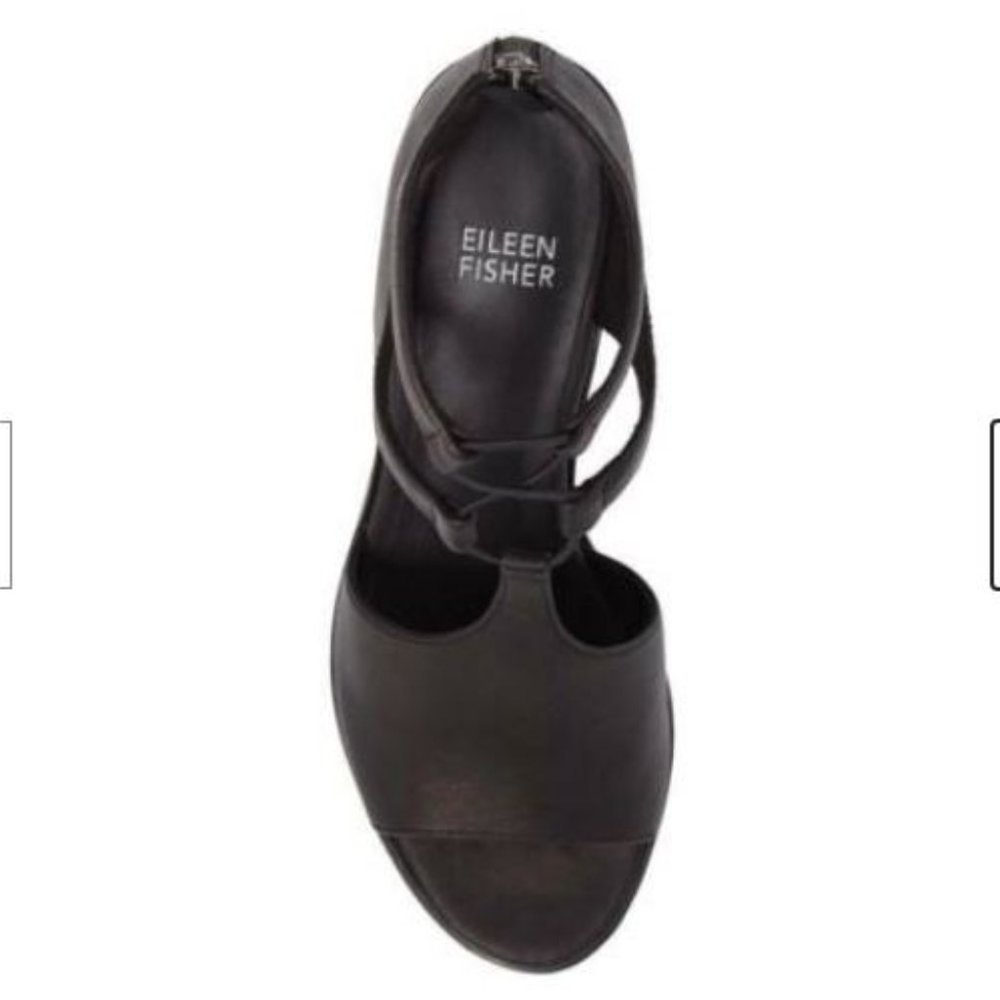 EILEEN FISHER Lou Block Heel Sandal Shoes Zip Back - Picture 4 of 12